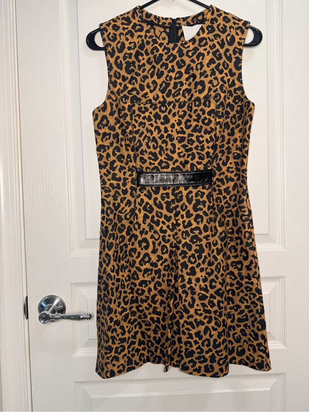 3.1 Phillip Lim Leopard Print Leather Trim Fit Flare Dress Size 2